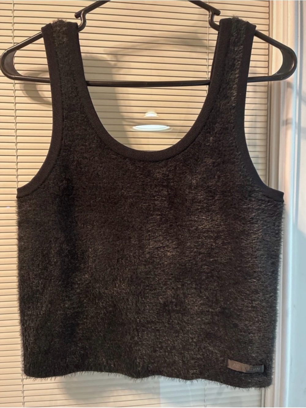 Jordan Black Fuzzy Tank Top with Scoop Neck